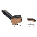 Linwood Black Leather Effect Recliner And Footstool