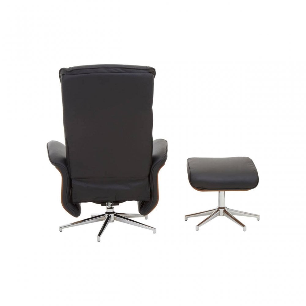 Linwood Black Leather Effect Recliner And Footstool