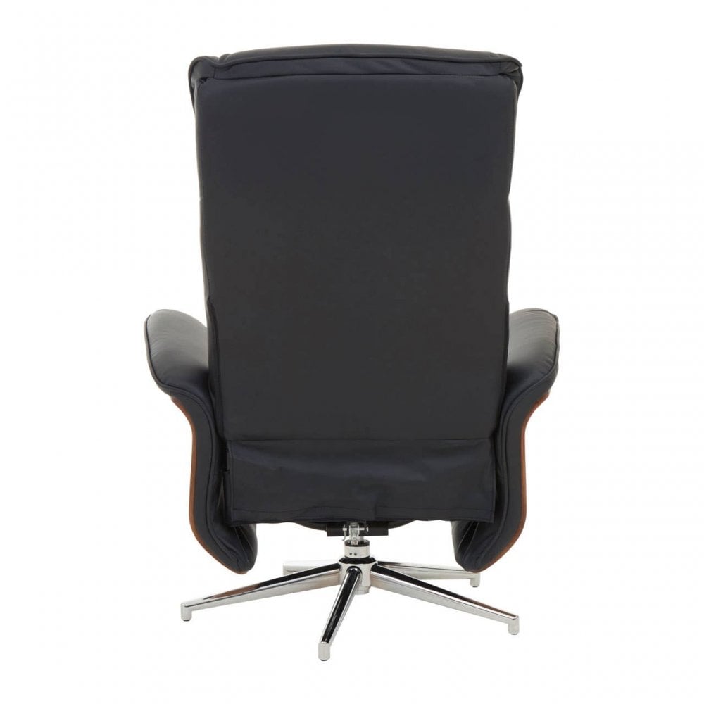Linwood Black Leather Effect Recliner And Footstool