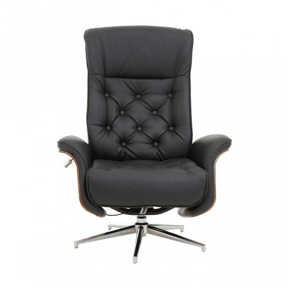 Linwood Black Leather Effect Recliner And Footstool