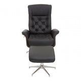 Linwood Black Leather Effect Recliner And Footstool