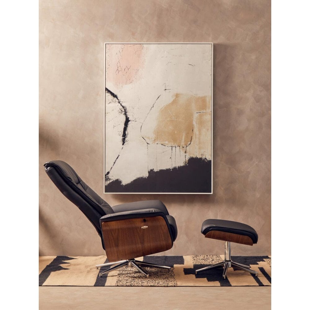 Linwood Black Leather Effect Recliner And Footstool