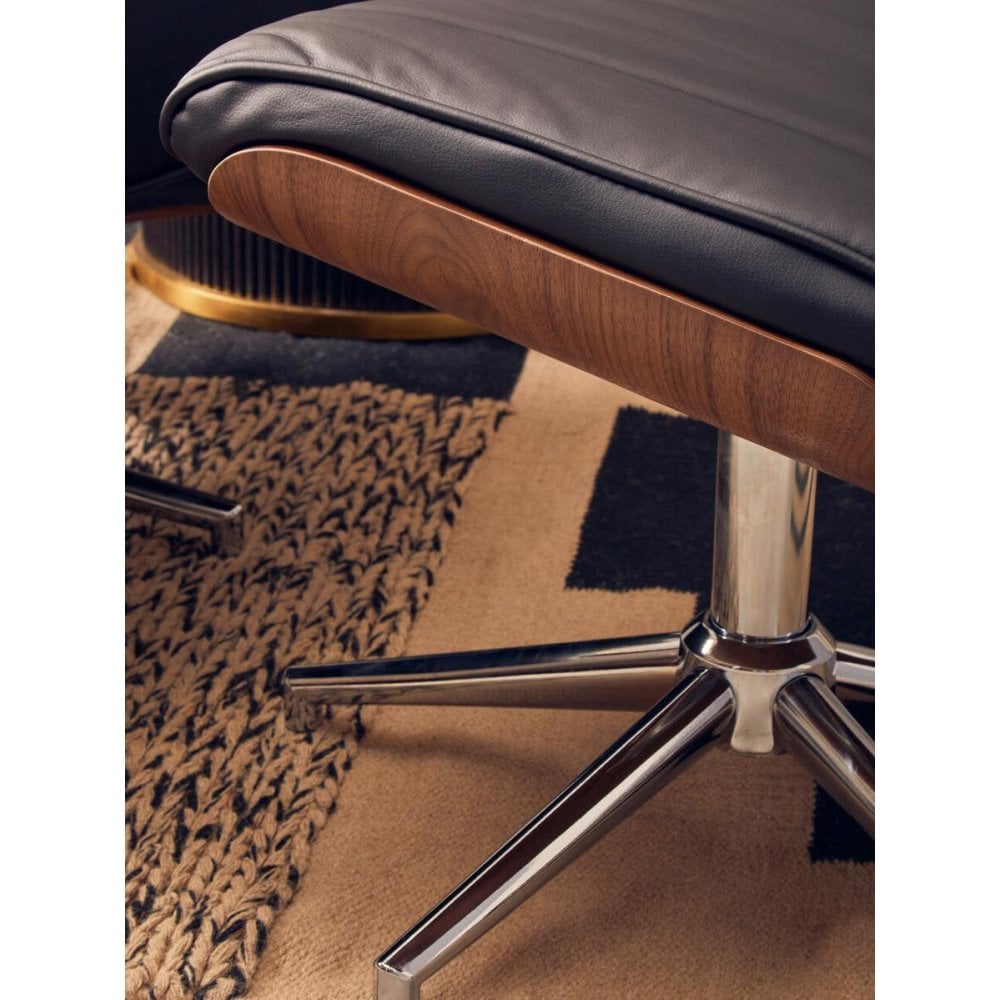 Linwood Black Leather Effect Recliner And Footstool