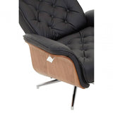 Linwood Black Leather Effect Recliner And Footstool