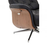Linwood Black Leather Effect Recliner And Footstool