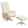Linwood Ivory Leather Effect Recliner And Footstool