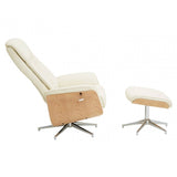 Linwood Ivory Leather Effect Recliner And Footstool