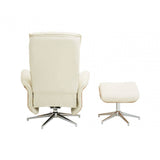 Linwood Ivory Leather Effect Recliner And Footstool