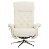 Linwood Ivory Leather Effect Recliner And Footstool