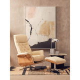 Linwood Ivory Leather Effect Recliner And Footstool
