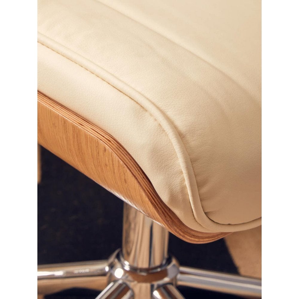 Linwood Ivory Leather Effect Recliner And Footstool