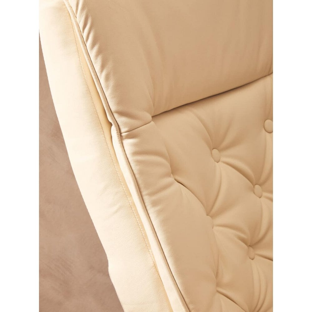 Linwood Ivory Leather Effect Recliner And Footstool