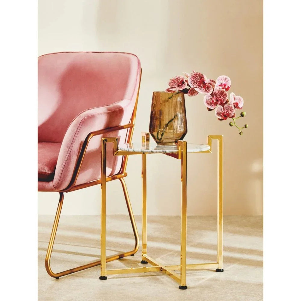 Cibelle Gold Marble Side Table