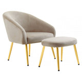 Charlotte Mink Velvet Chair And Footstool
