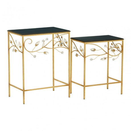 Sterling Set Of 2 Tables With Black Wooden Top