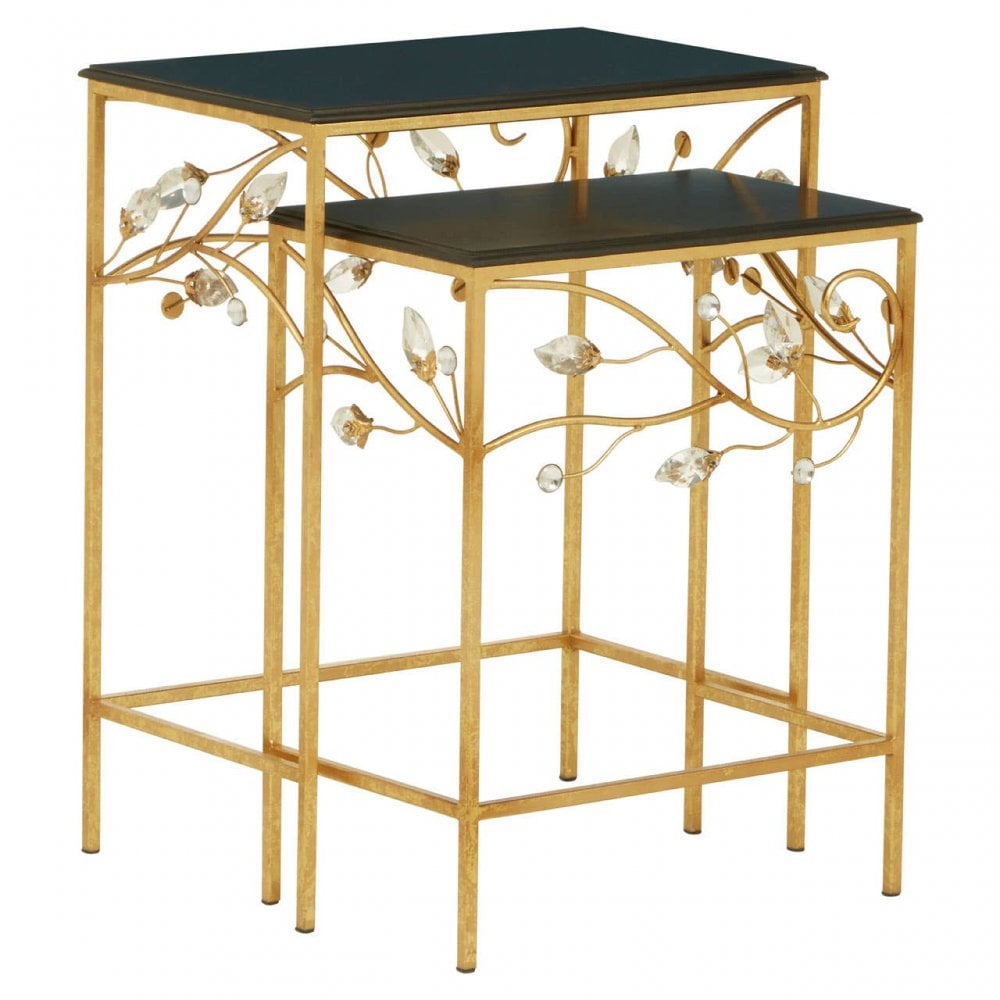 Sterling Set Of 2 Tables With Black Wooden Top