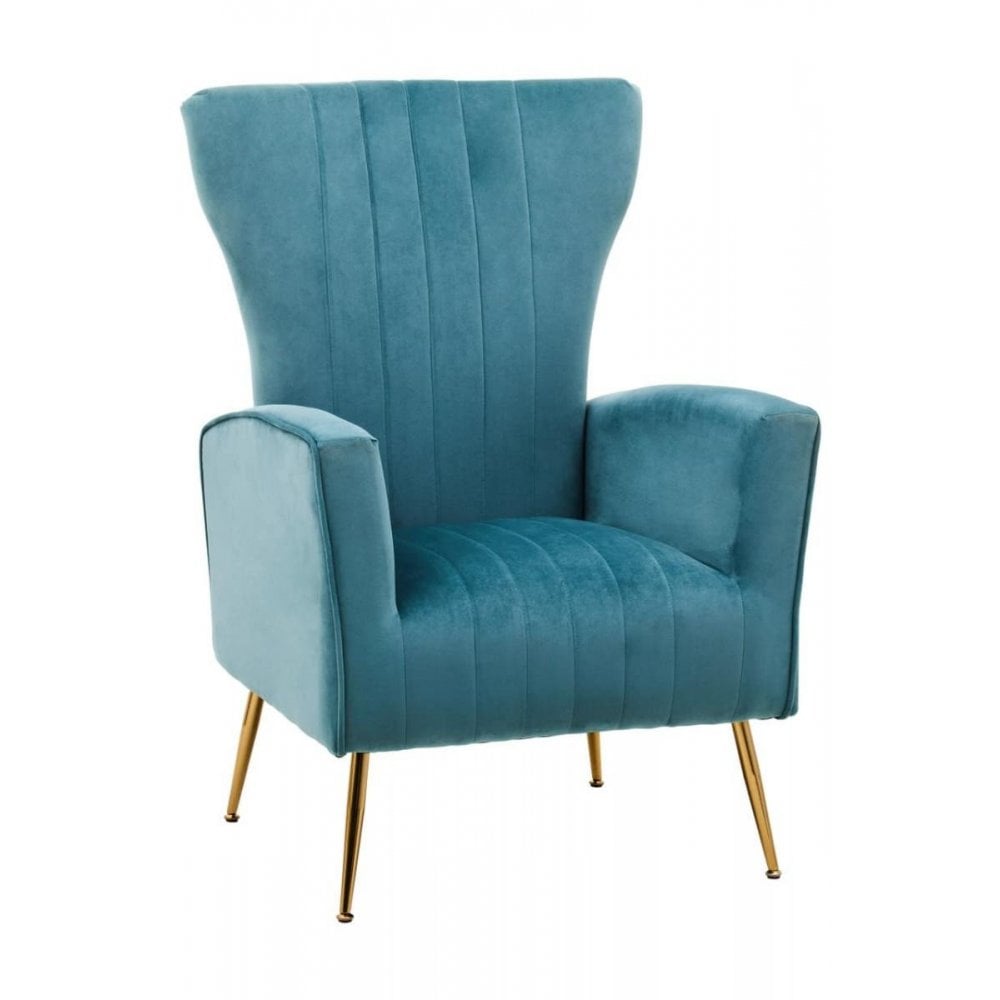 Elara Velvet Accent Chair With Gold Finish Legs