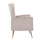 Elara Velvet Accent Chair With Gold Finish Legs