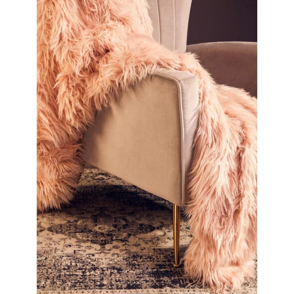 Elara Velvet Accent Chair With Gold Finish Legs