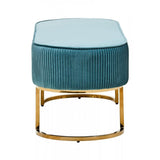 Elara Velvet Ottoman Bench With Gold Finish Legs