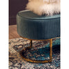 Elara Velvet Ottoman Bench With Gold Finish Legs