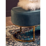 Elara Velvet Ottoman Bench With Gold Finish Legs