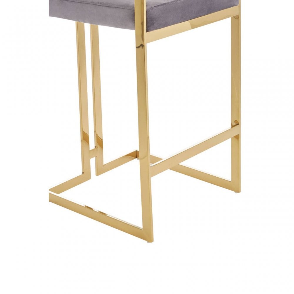 Flora Grey Velvet Bar Stool