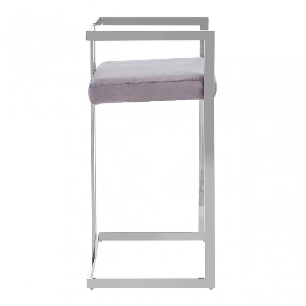 Flora Grey Velvet Bar Stool