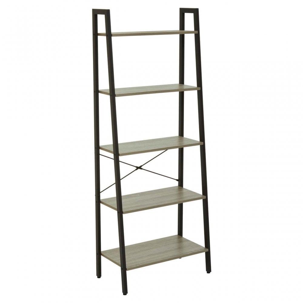 Hawthorn Five Tier Veneer Ladder Shelf Unit