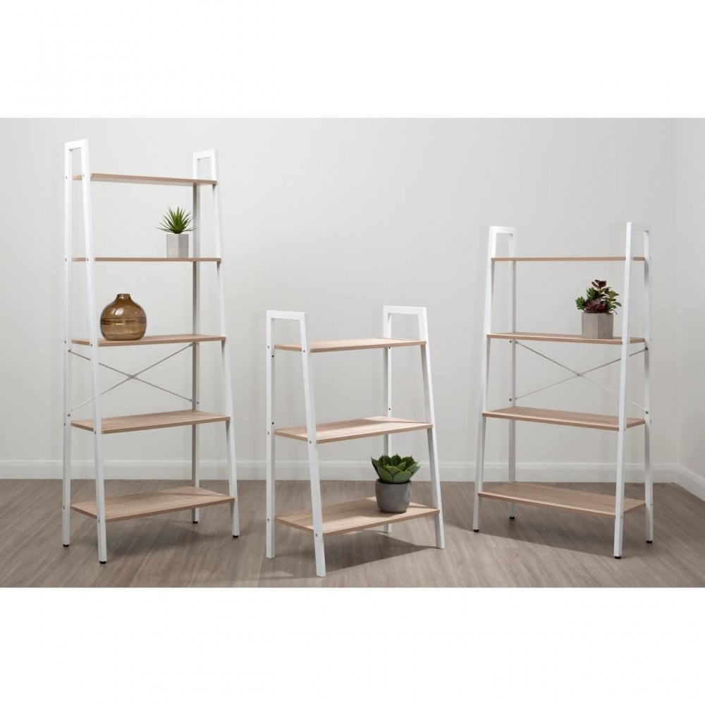Hawthorn Five Tier Veneer Ladder Shelf Unit