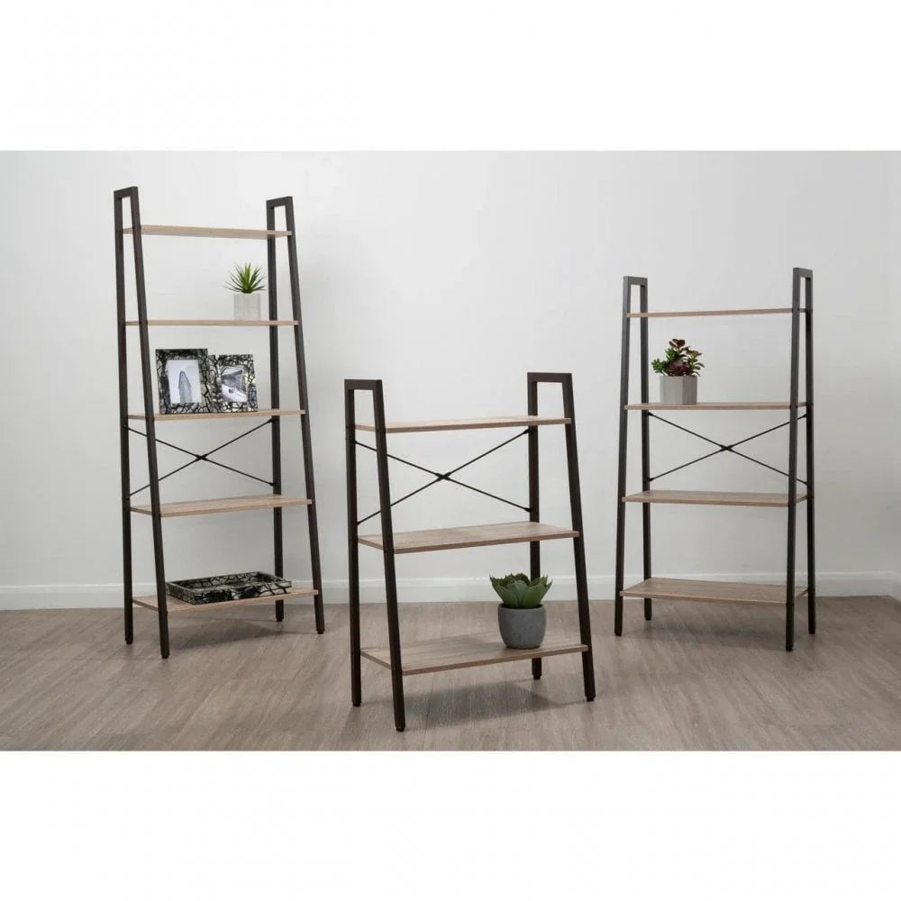 Hawthorn Three Tier Veneer Ladder Shelf Unit