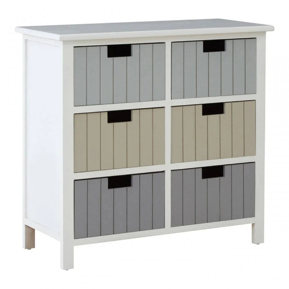 Kensington White 6 Drawers Tri Colour Chest
