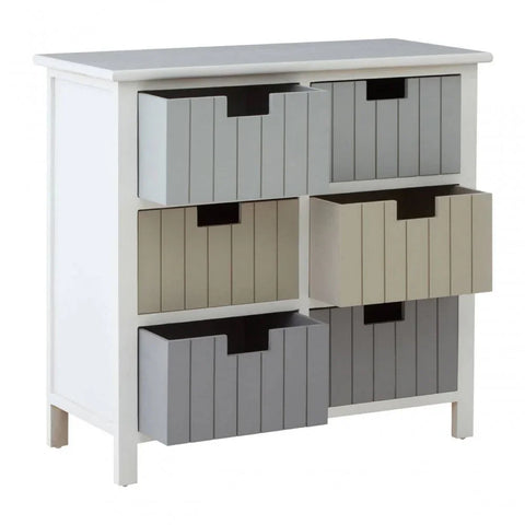 Kensington White 6 Drawers Tri Colour Chest
