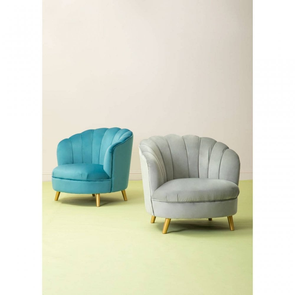 Celeste Velvet Chair With Gold Wood Legs