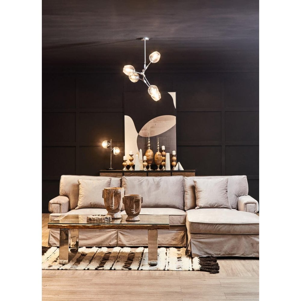 Camden Three Seat Velvet Chaise Sofa