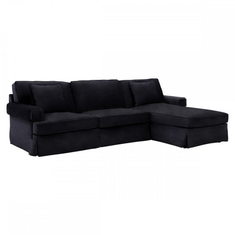 Camden Three Seat Velvet Chaise Sofa