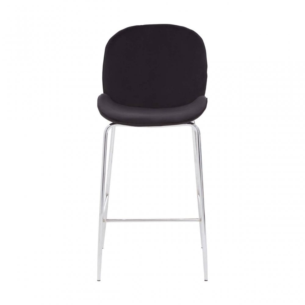 Blush Velvet Chrome Finish Bar Chair