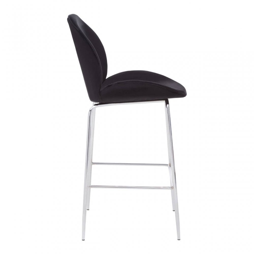 Blush Velvet Chrome Finish Bar Chair