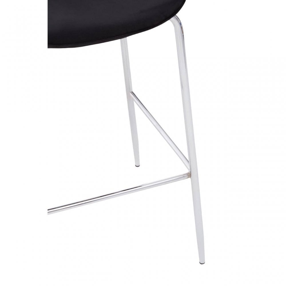 Blush Velvet Chrome Finish Bar Chair