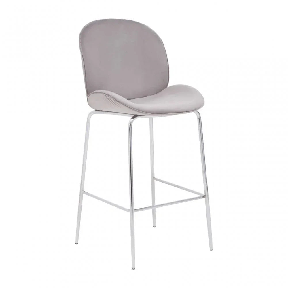 Blush Velvet Chrome Finish Bar Chair