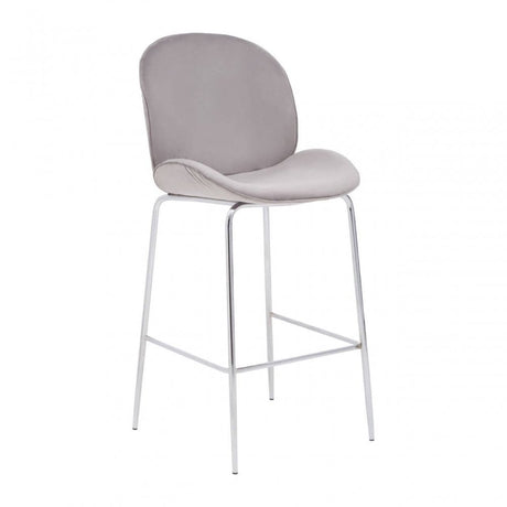 Blush Velvet Chrome Finish Bar Chair