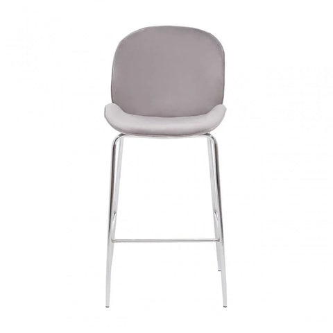 Blush Velvet Chrome Finish Bar Chair