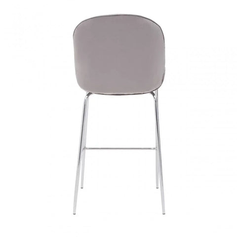Blush Velvet Chrome Finish Bar Chair