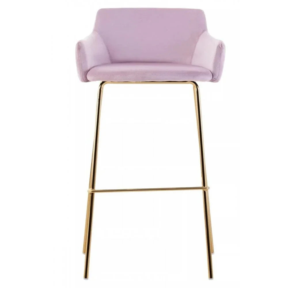Blush Velvet Low Back Bar Chair