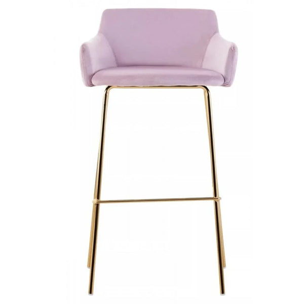 Blush Velvet Low Back Bar Chair