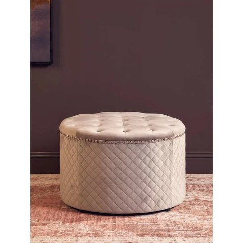 Elara Round Velvet Ottoman