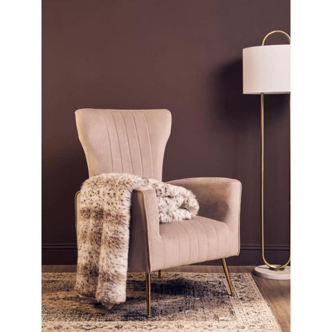 Elara Velvet Accent Chair With Gold Finish Legs