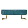 Elara Velvet Ottoman Bench With Gold Finish Legs
