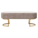 Elara Velvet Ottoman Bench With Gold Finish Legs
