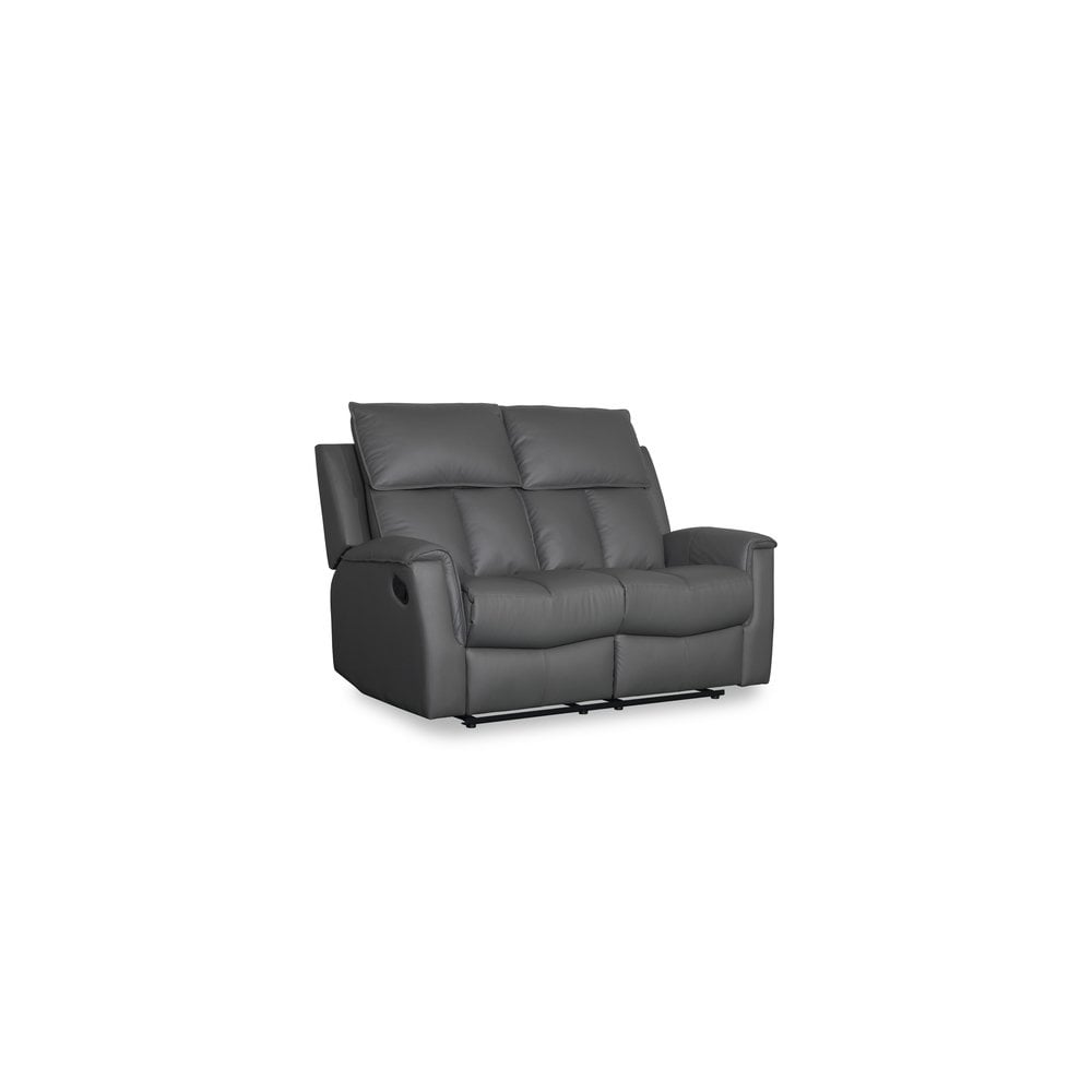 Bergamo Leather 2 Seater Recliner Sofa-Dark Grey